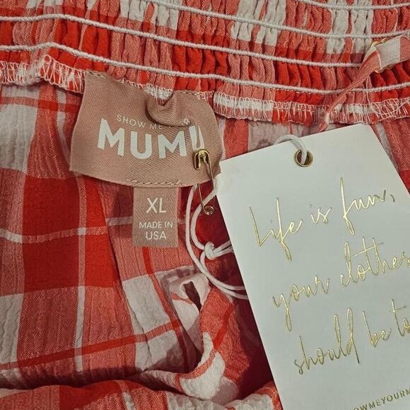 Show Me Your MuMu Oasis Midi Dress In Picnic Plaid Sz XL - Picture 2 of 12